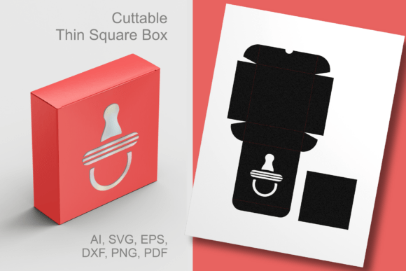 3D SVG Baby Pacifier Cutout Thin Square Box