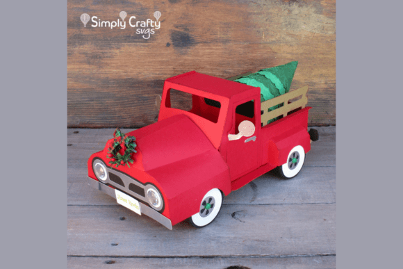 3D SVG Pickup Truck for Christmas Crafts