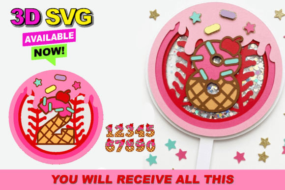 Baseball Ice Cream Drip Topper: 3D SVG for Birthdays