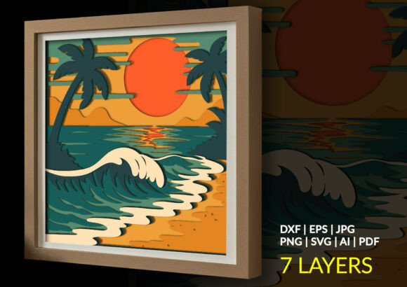 Beach Sunset 3D SVG Freebies for Summer Branding