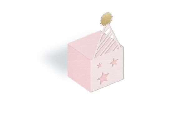 Birthday Hat Gift Favour Cube Box: 3D SVG for Birthdays