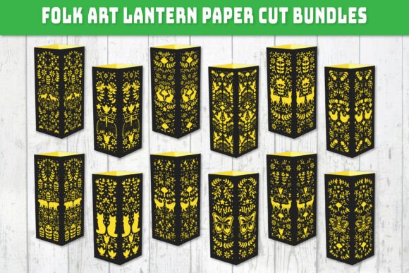 Folk Art Lantern 3D SVGs for Stunning Shadow Boxes