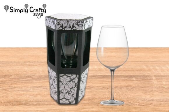 Hexagon Wine Glass Box SVG for 3D Gift Boxes