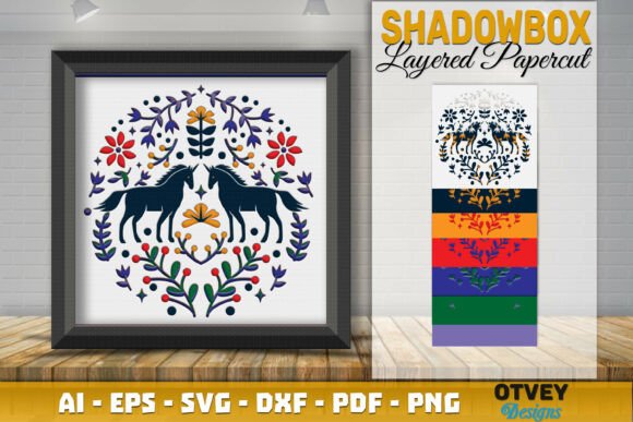 Horse Folk Art Scandinavian Shadow Box: 3D SVG Review