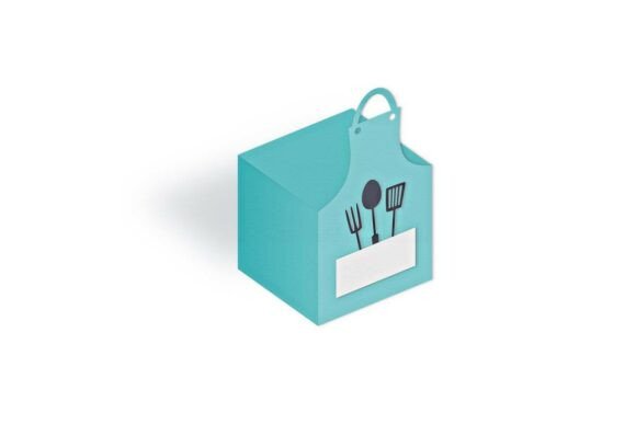 Kitchen BBQ Apron Cube Favour Box 3D SVG