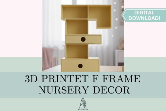 Letter F Shelf Organizer STL: 3D SVG for Home Décor