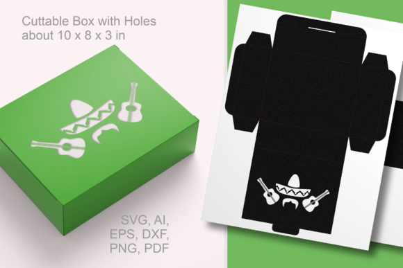 Mexican Fiesta Rectangular Favor Box SVG: 3D SVG for Holidays