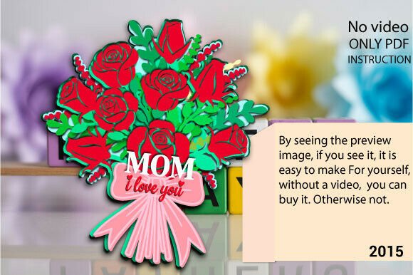 Mom I Love You Rose Bouquet SVG 2015