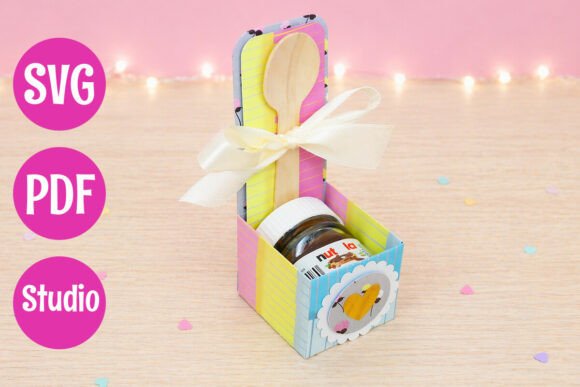 Nutella Jar Gift Box with Spoon Holder 3D SVG