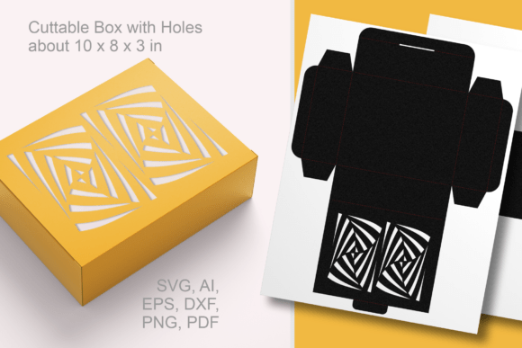 Op-art Motif X2 Cutout Rectangular Box: 3D SVG for Life Events And Celebrations