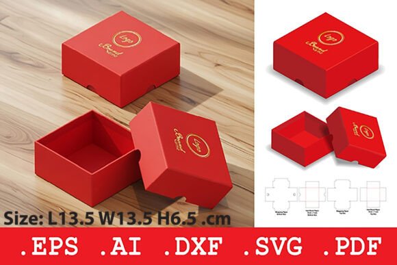 Square Rigid Box 3D SVG for Objects & Packaging