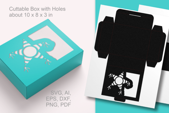 Star Pinata Wide Window Box: 3D SVG for Holidays