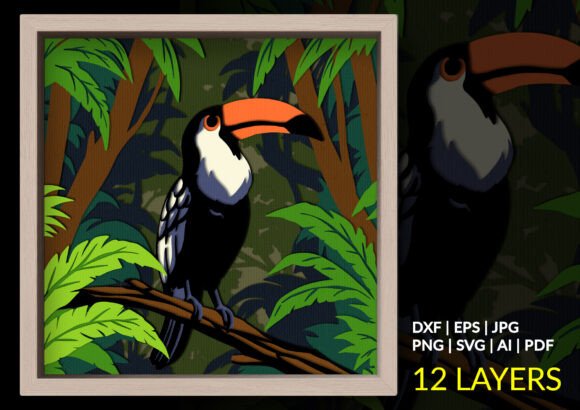Toucan Jungle Shadow Box: A 3D SVG for Crafters
