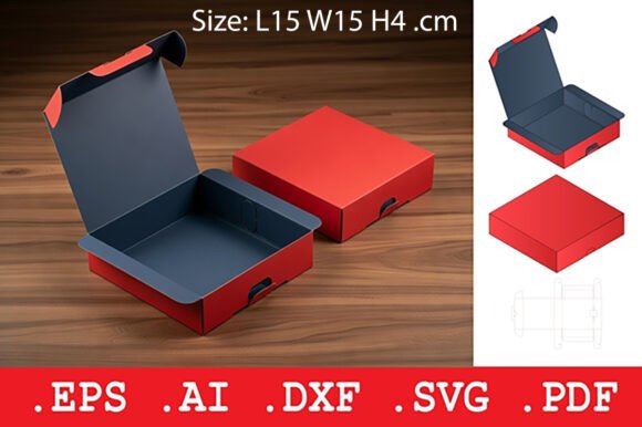 Tuck Front Square Gift Box: 3D SVG Objects for Branding